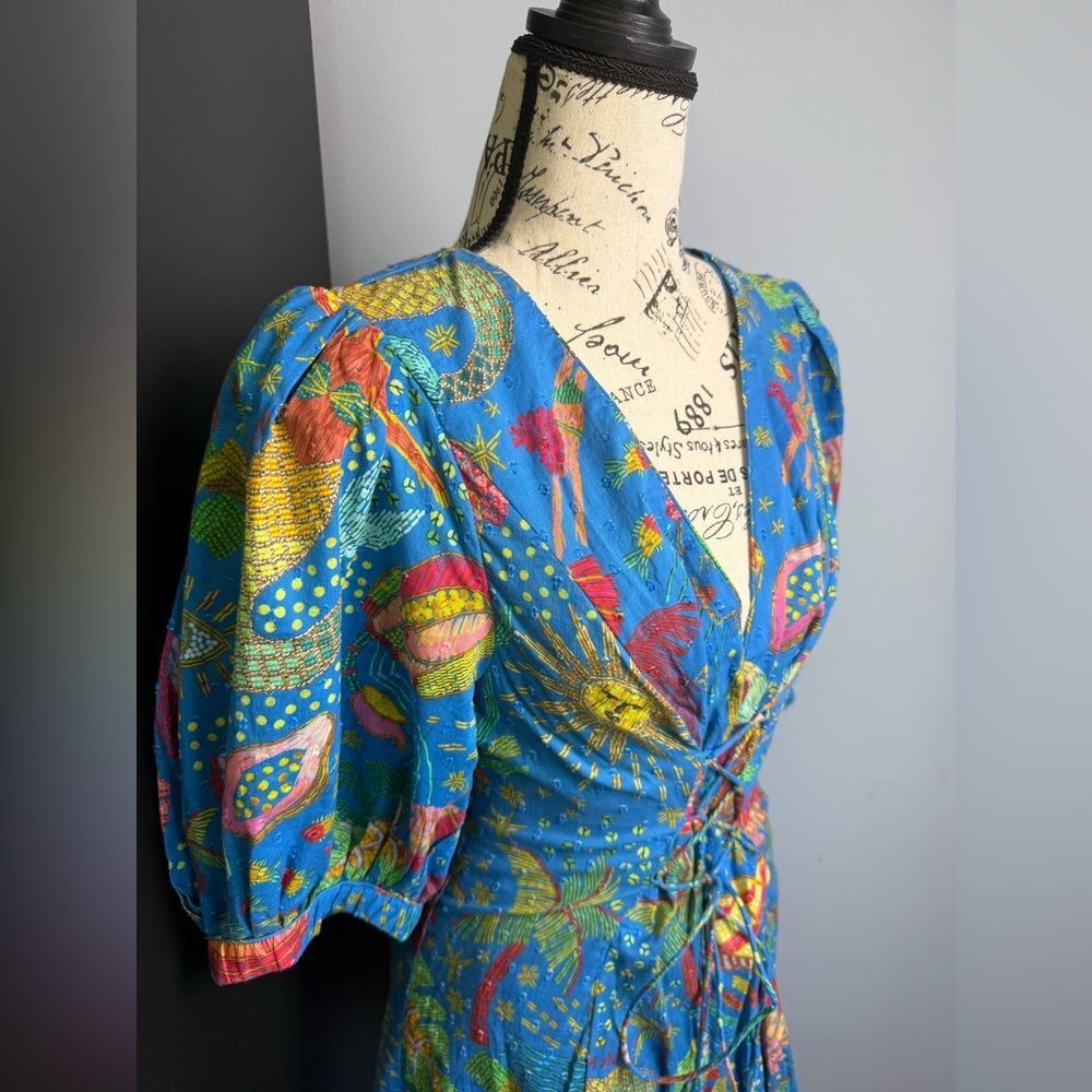 Farm Rio Ocean Stories Lace Up Cotton Minidress NWT Size S - Picture 3 of 14
